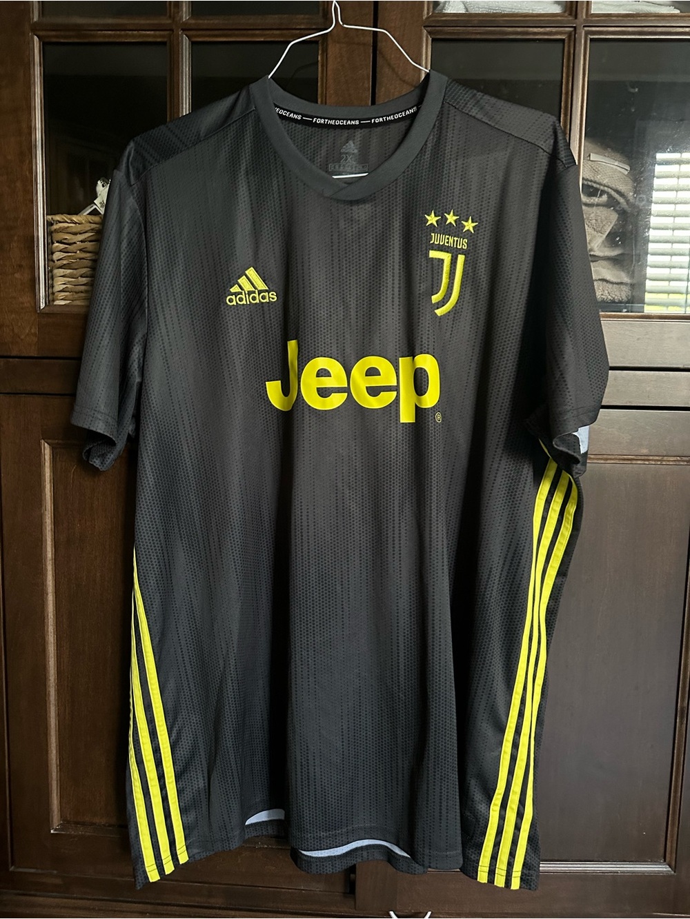 adidas Black & Yellow Juventus Soccer Jersey with Jeep Logo “Ronaldo”